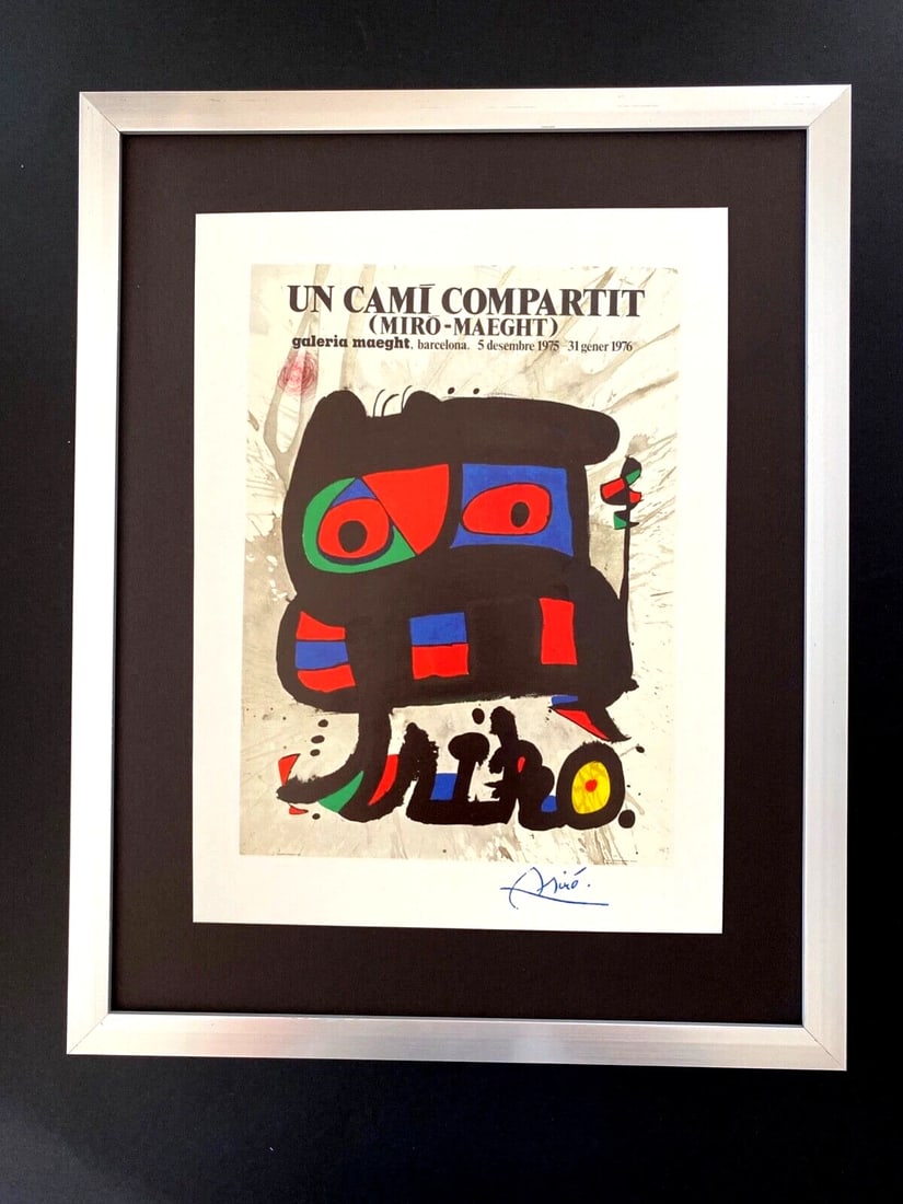 JOAN MIRO 1975 BEAUTIFUL SIGNED PRINT+ MOUNTED & FRAMED BARCELONA EXPOSITION $ (1 of 3)
