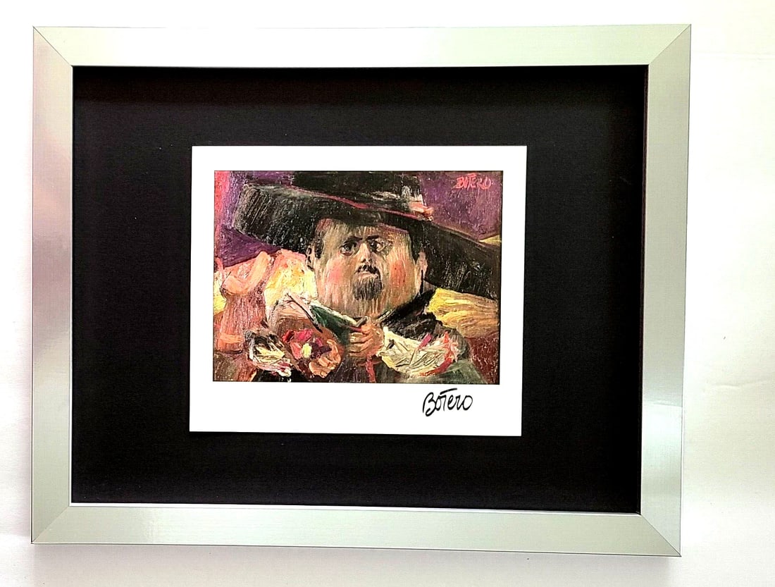 FERNANDO BOTERO | STUNNING SIGNED VINTAGE PRINT FROM COLOMBIA | NEW FRAME: We have for Sale this Print After Colombian Master FERNANDO BOTERO AWESOME PRINT ON GLOSSY PAPER FACSIMILE SIGNED IN INK FULL OF COLOR PRINT SIZE OF THE PRINT IS ABOUT : 10 X 8 in FRAME COVERS AN AREA