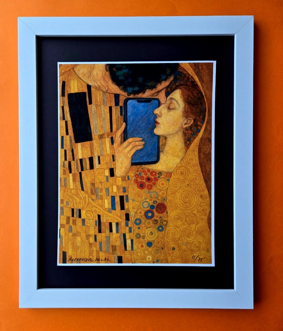 ALEXANDER DULAC | Hand Signed Print THE REAL KLIMT KISS 2.0 Ltd.Ed. of 75 COA: Up for Sale is this Beautiful and Elegant Hand Signed Authentic Giclee by renowned contemporary artist ALEXANDER DU LAC " THE REAL KLIMT KISS 2.0 " The print is mounted and framed. The area covered