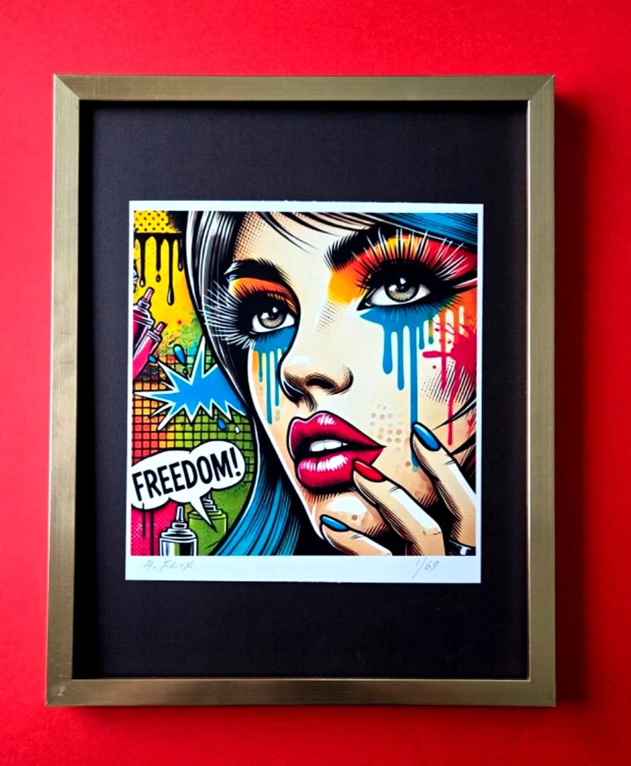 AIDAN FLUX | Hand Signed Original Print Framed LtdEd COA " FREEDOM ": This is a Stunning and Scarce 100% Authentic New Print by Aidan Flux AIDAN Flux represents a new wave of artists who embrace technology as a partner in creation, crafting works that resonate with the 