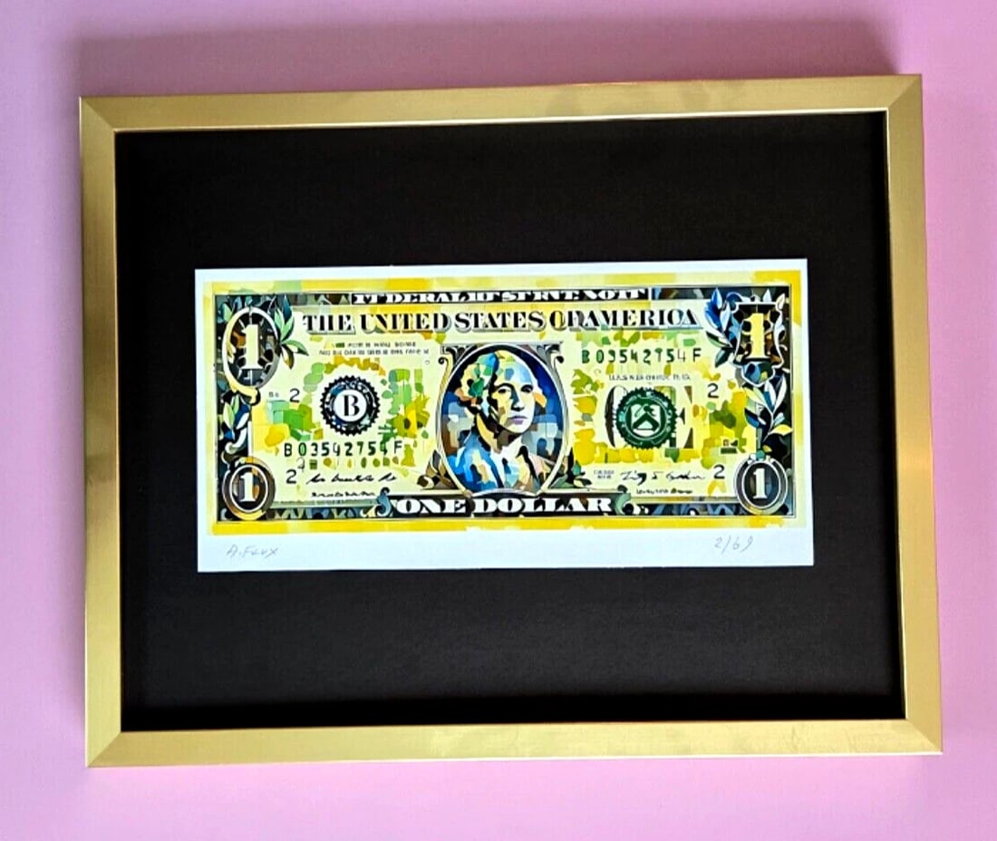 AIDAN FLUX | Hand Signed Original Print Ltd.Ed. COA " MORE THAN A DOLLAR": This is a Stunning and Scarce 100% Authentic New Print by Aidan Flux AIDAN Flux represents a new wave of artists who embrace technology as a partner in creation, crafting works that resonate with the 