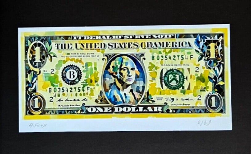 AIDAN FLUX | Hand Signed Original Print Ltd.Ed. COA " MORE THAN A DOLLAR" - 2