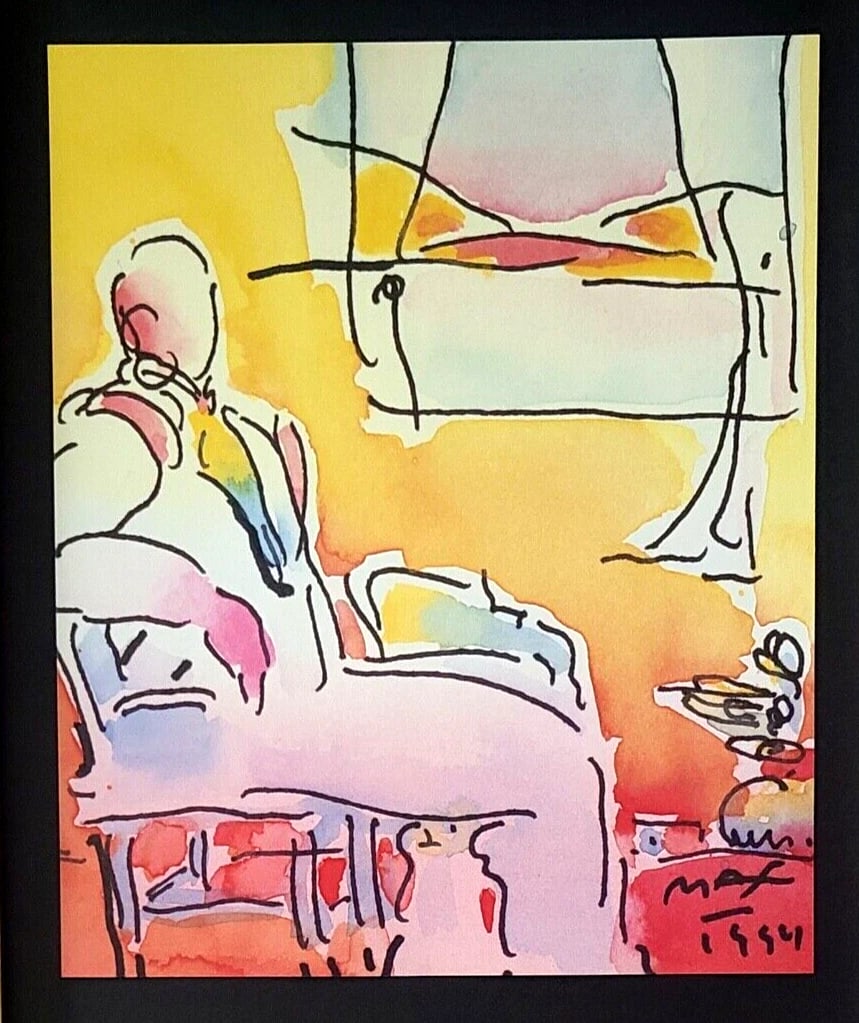 PETER MAX + AWESOME + 1990'S SIGNED PRINT + NEW GOLDEN FRAME - 2