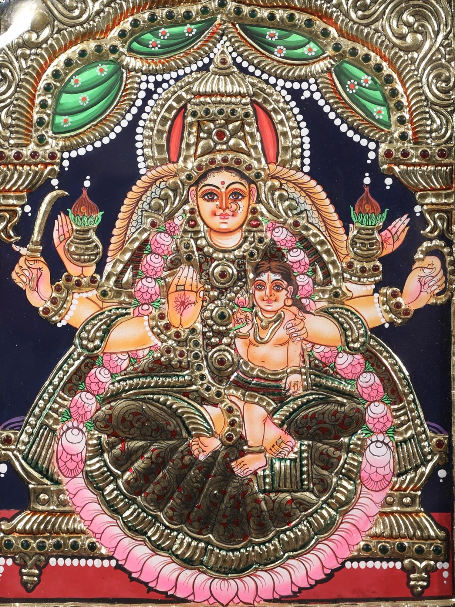 Sanathana Lakshmi | Traditional Colors with 24 Karat Gold | With Frame - 2
