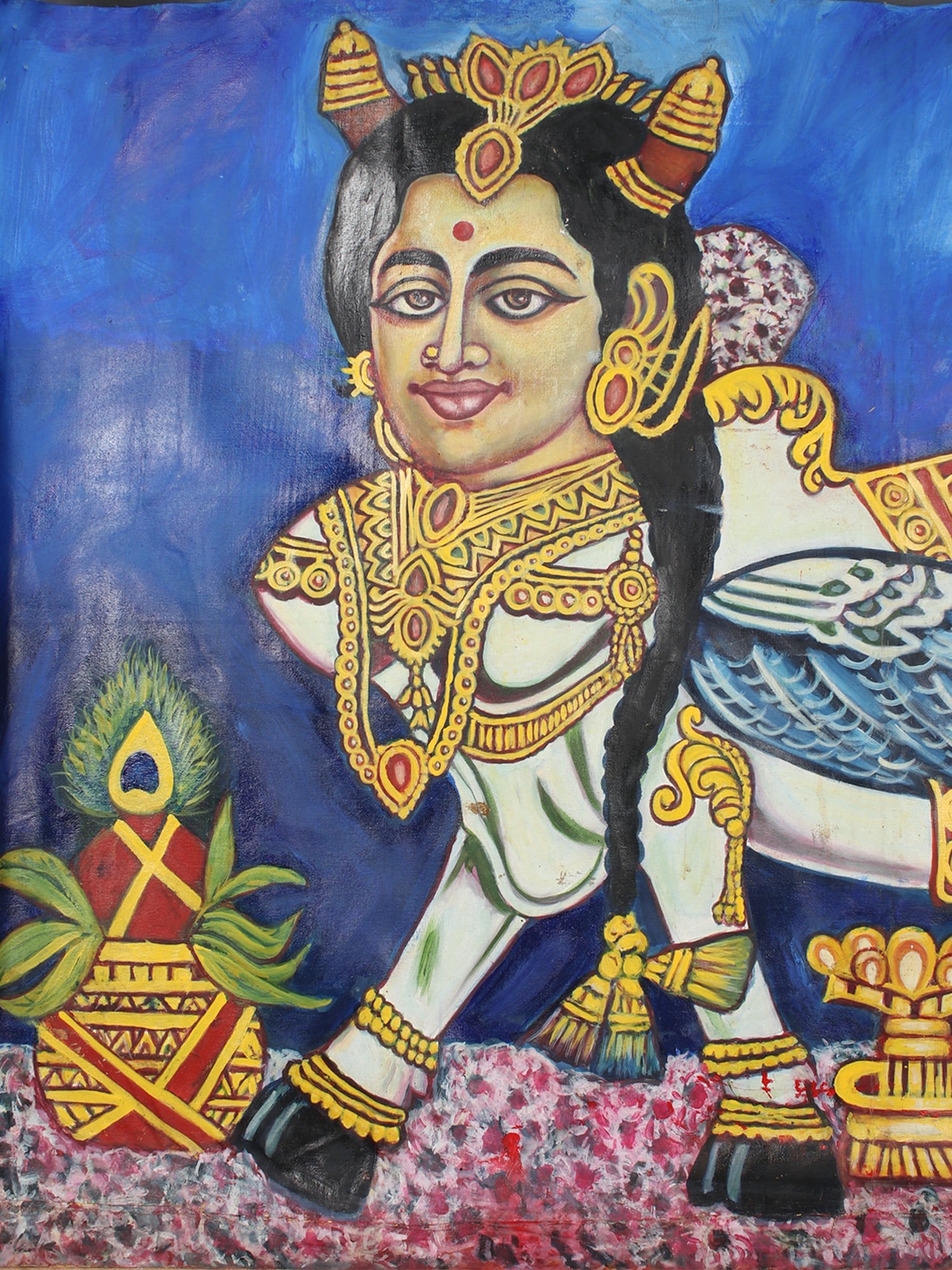58" Kamadhenu - Wish Fulfilling Cow | Water Color on Canvas - 2