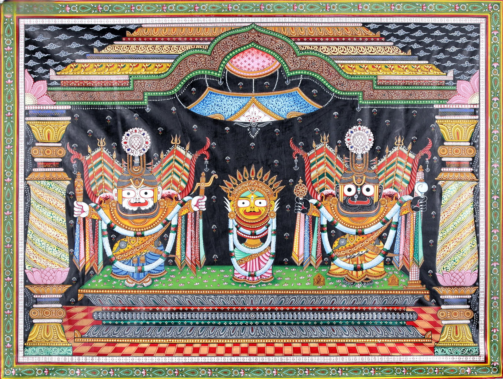 Jagannatha in Padma Shringara | Patachitra Paintings: Title: Jagannatha in Padma Shringara | Patachitra Paintings Description: Folk Paintings Reserve: $585.00 Shipping: Domestic: Shipping rates are determined by destination International: Foreign