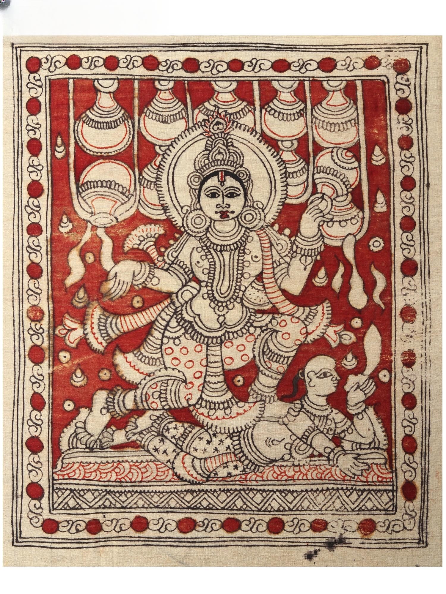 Makhanchor Krishna Stealing Butter with His Friend | Kalamkari Painting: Title: Makhanchor Krishna Stealing Butter with His Friend | Kalamkari Painting Description: Folk Paintings Reserve: $88.00 Shipping: Domestic: Shipping rates are determined by destination Internationa