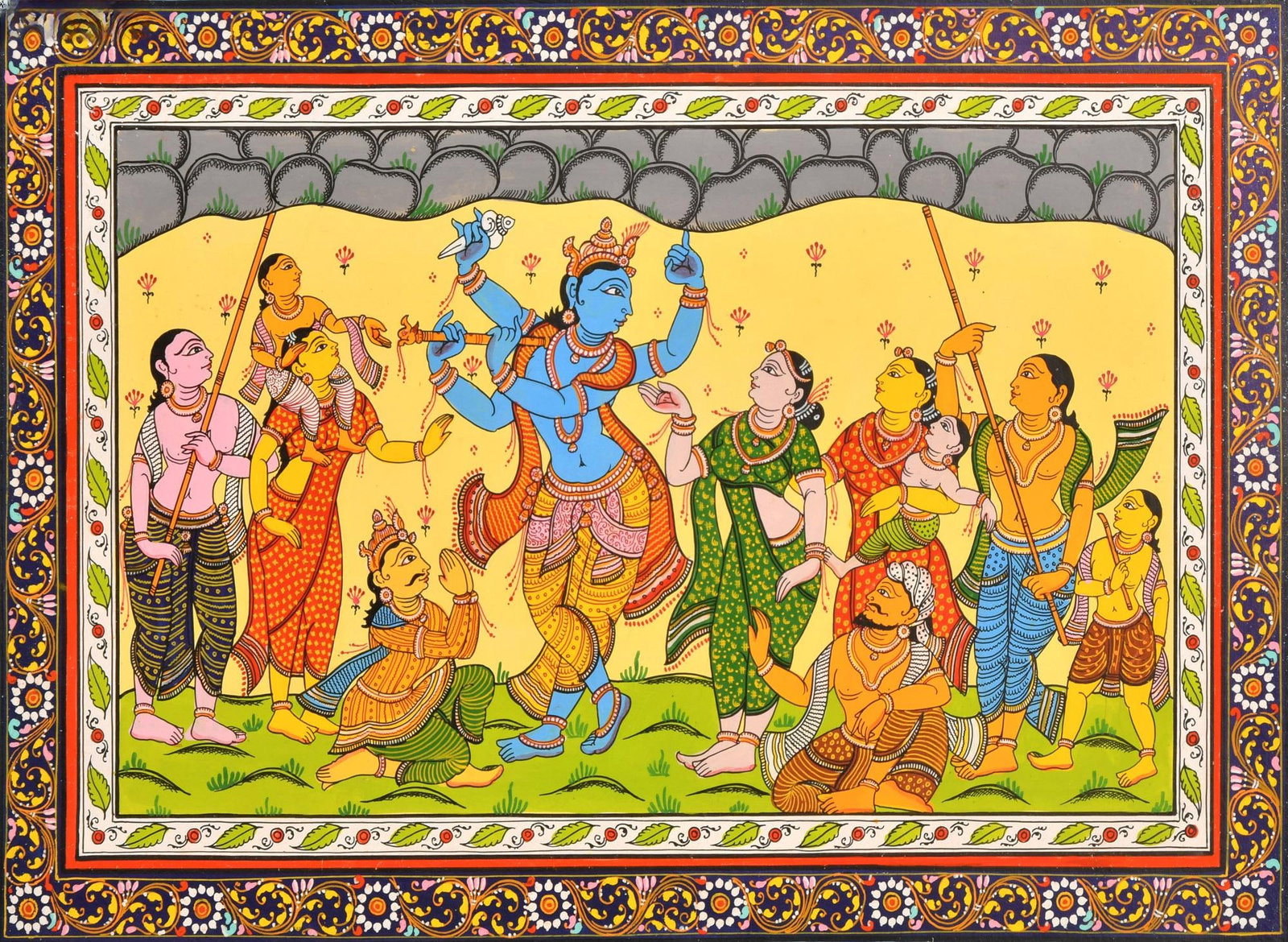 Shridama and Madhumangal Help Krishna Lift Mount Govardhana: Title: Shridama and Madhumangal Help Krishna Lift Mount Govardhana Description: Folk Paintings Reserve: $77.00 Shipping: Domestic: Shipping rates are determined by destination International: Foreign s