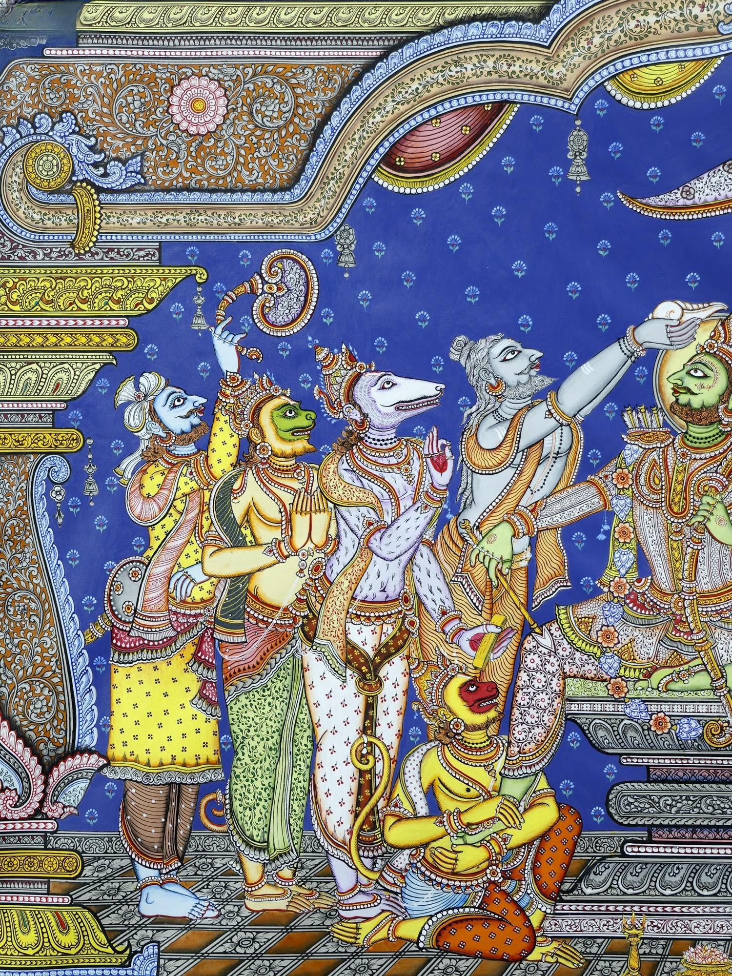 Coronation of Lord Rama | Super Fine Painting (Rajya Abhishekam) | Ascension of Lord Rama To The - 2