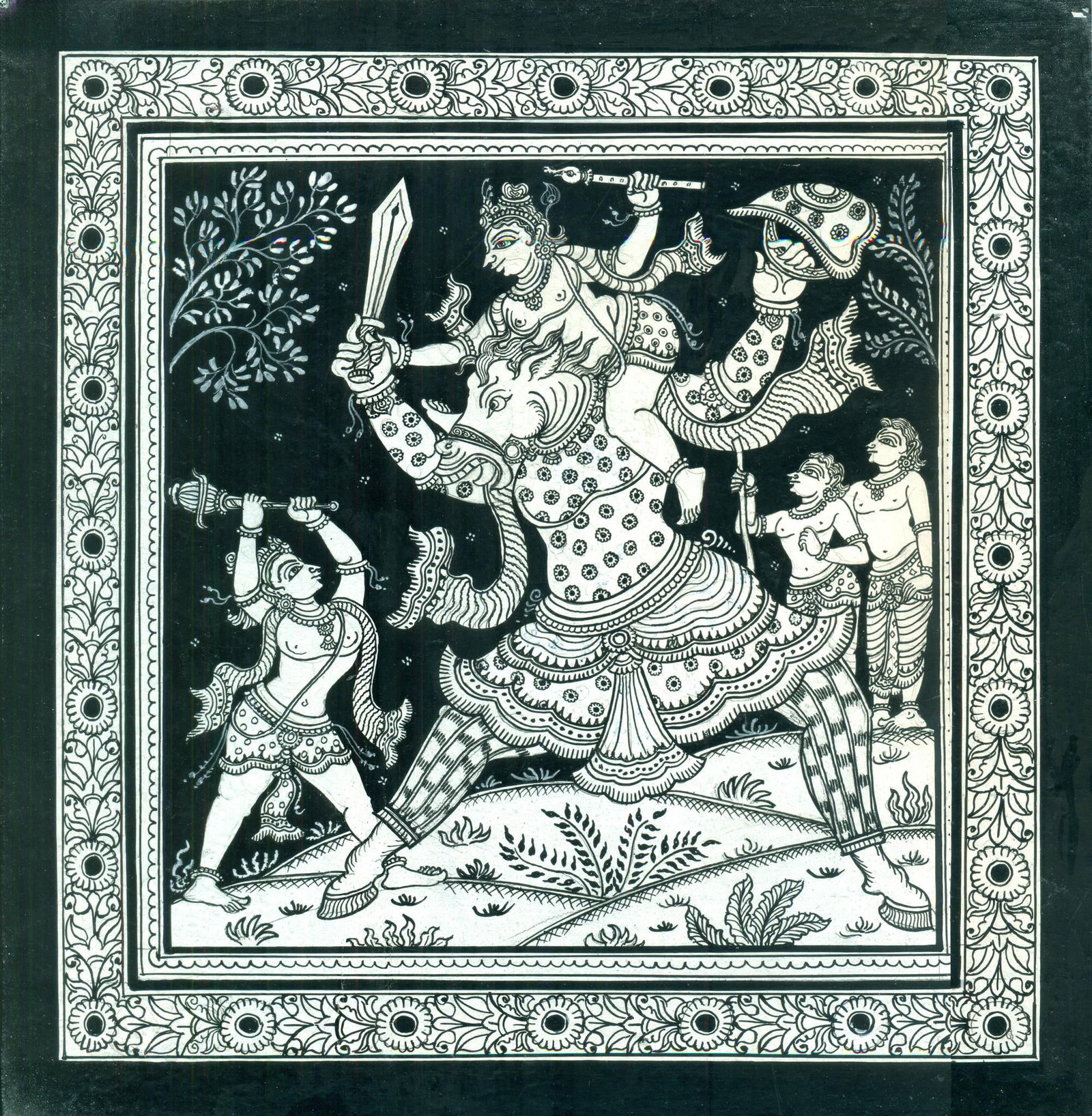 Krishna Trying to Kill the Keshi Demon: Title: Krishna Trying to Kill the Keshi Demon Description: Folk Paintings Reserve: $77.00 Shipping: Domestic: Shipping rates are determined by destination International: Foreign shipping rates are det