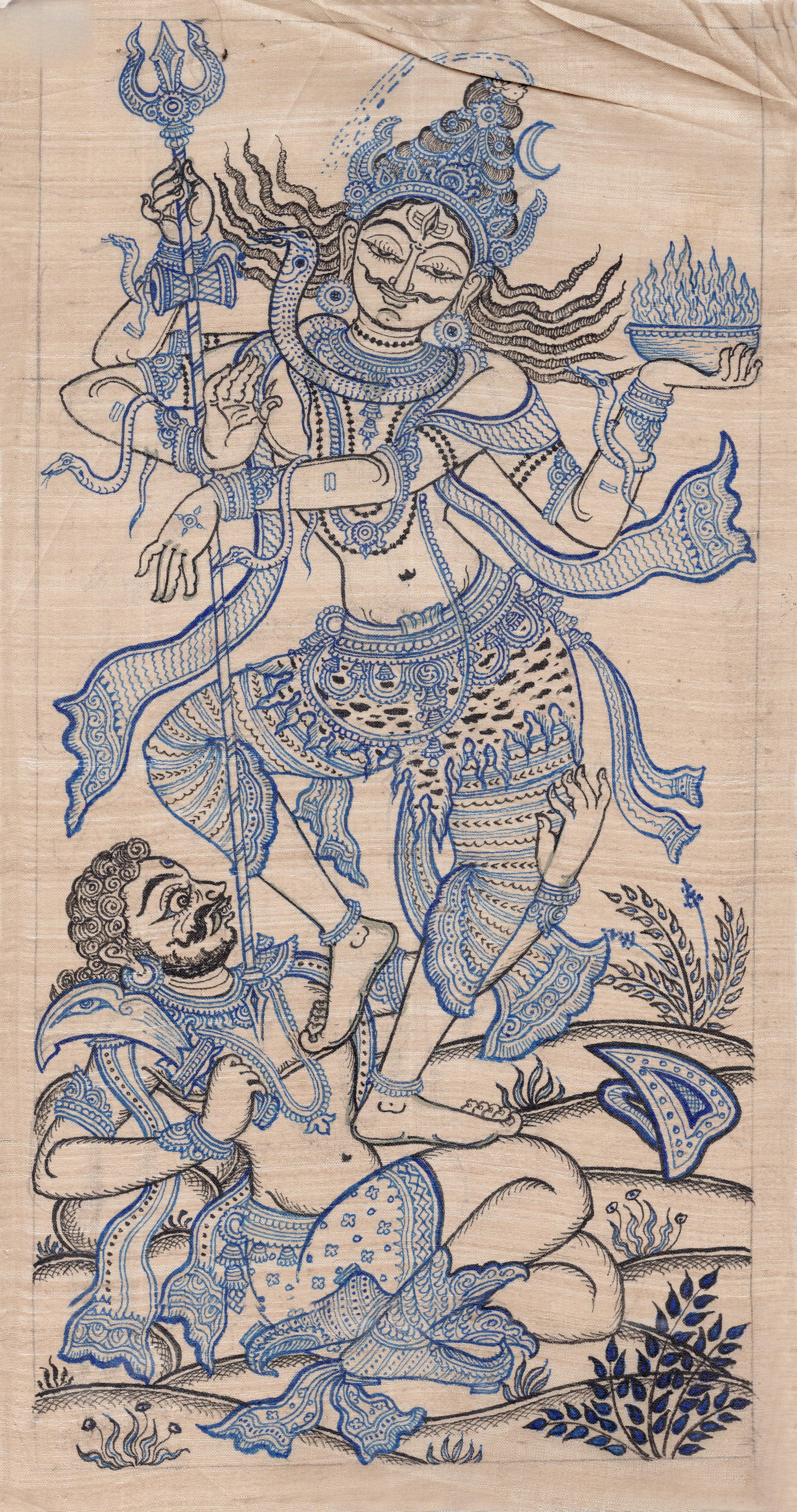 The Dancing Lord Shiva on Demon of Ignorance: Title: The Dancing Lord Shiva on Demon of Ignorance Description: Folk Paintings Reserve: $150.00 Shipping: Domestic: Shipping rates are determined by destination International: Foreign shipping rates 