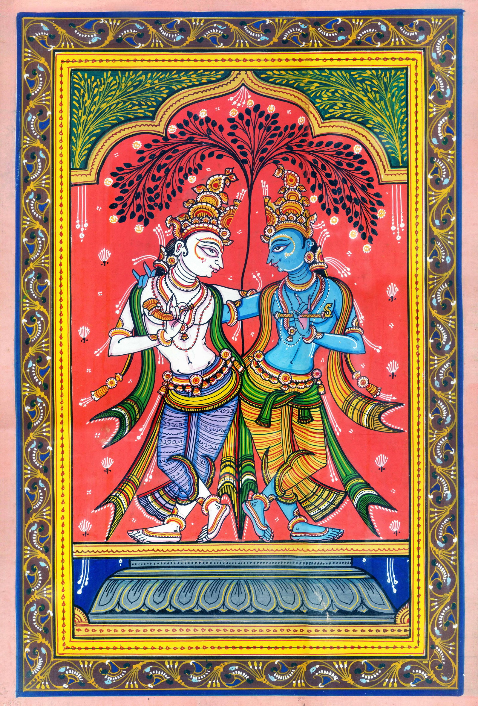 Harmonious Brothers, Krishna And Balarama: Title: Harmonious Brothers, Krishna And Balarama Description: Folk Paintings Reserve: $119.00 Shipping: Domestic: Shipping rates are determined by destination International: Foreign shipping rates are