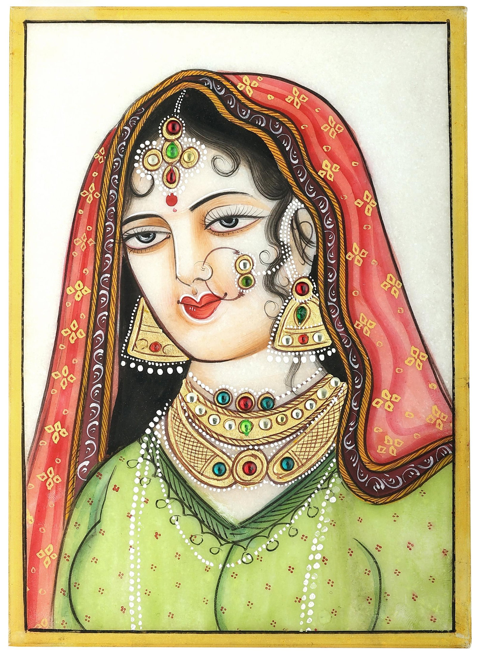 Dainty Lady-In-Waiting Bust: Title: Dainty Lady-In-Waiting Bust Description: Mughal Painting Reserve: $68.00 Shipping: Domestic: Shipping rates are determined by destination International: Foreign shipping rates are determined by