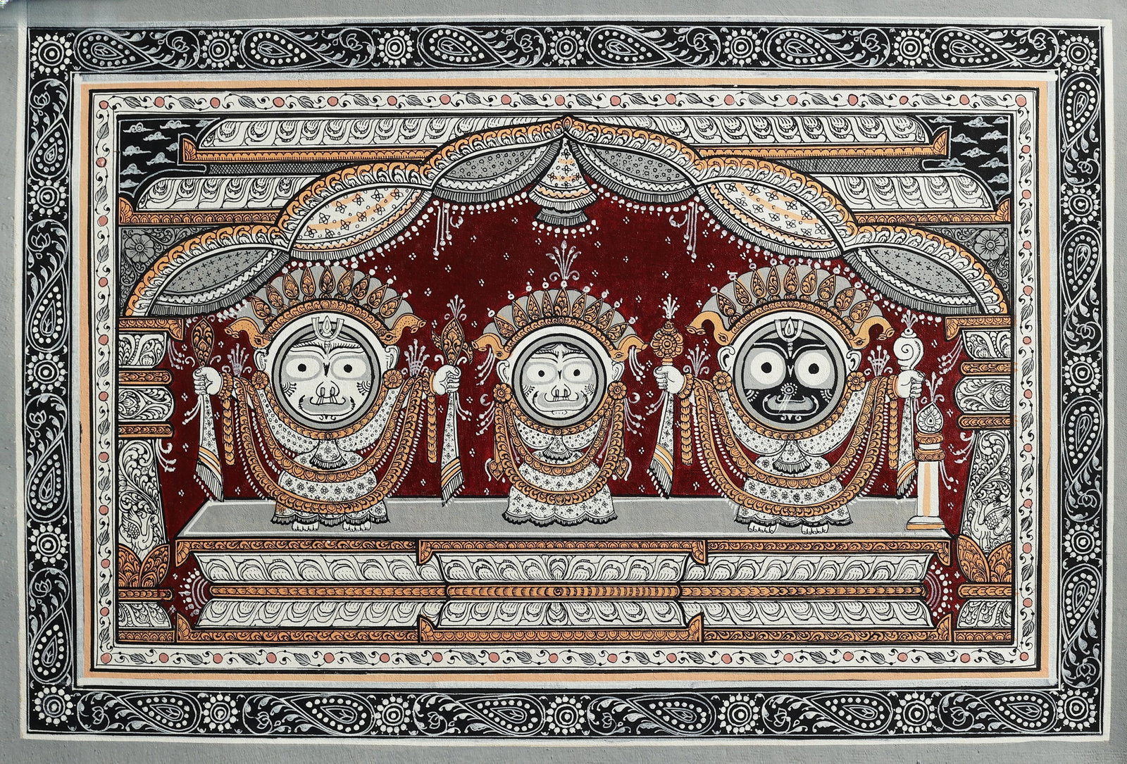 Jagannath in Sona Vesha (Shringar): Title: Jagannath in Sona Vesha (Shringar) Description: Folk Paintings Reserve: $140.00 Shipping: Domestic: Shipping rates are determined by destination International: Foreign shipping rates are determ