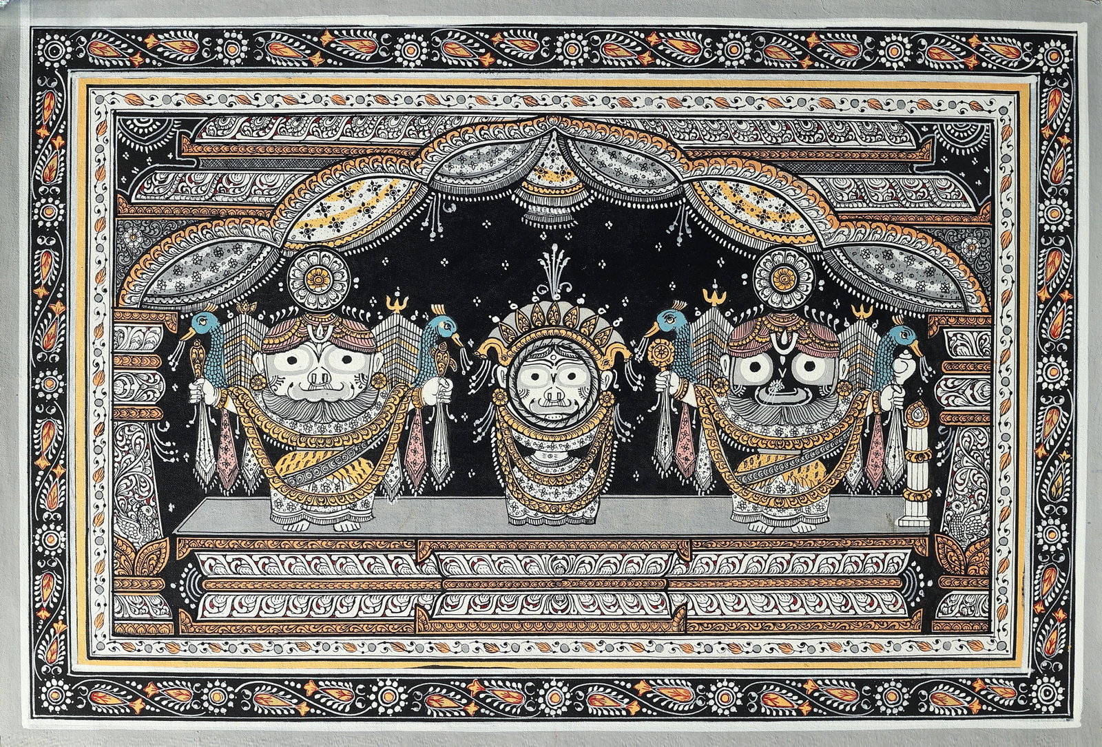 Jagannath in Nagarjuna Vesha (Shringar Done Every 25 Years): Title: Jagannath in Nagarjuna Vesha (Shringar Done Every 25 Years) Description: Folk Paintings Reserve: $140.00 Shipping: Domestic: Shipping rates are determined by destination International: Foreign