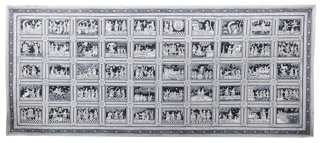 Super Large Painting - All Life Events of Mighty Lord Krishna (The Ultimate God): Title: Super Large Painting - All Life Events of Mighty Lord Krishna (The Ultimate God) Description: Folk Paintings Reserve: $1,175.00 Shipping: Domestic: Shipping rates are determined by destination 