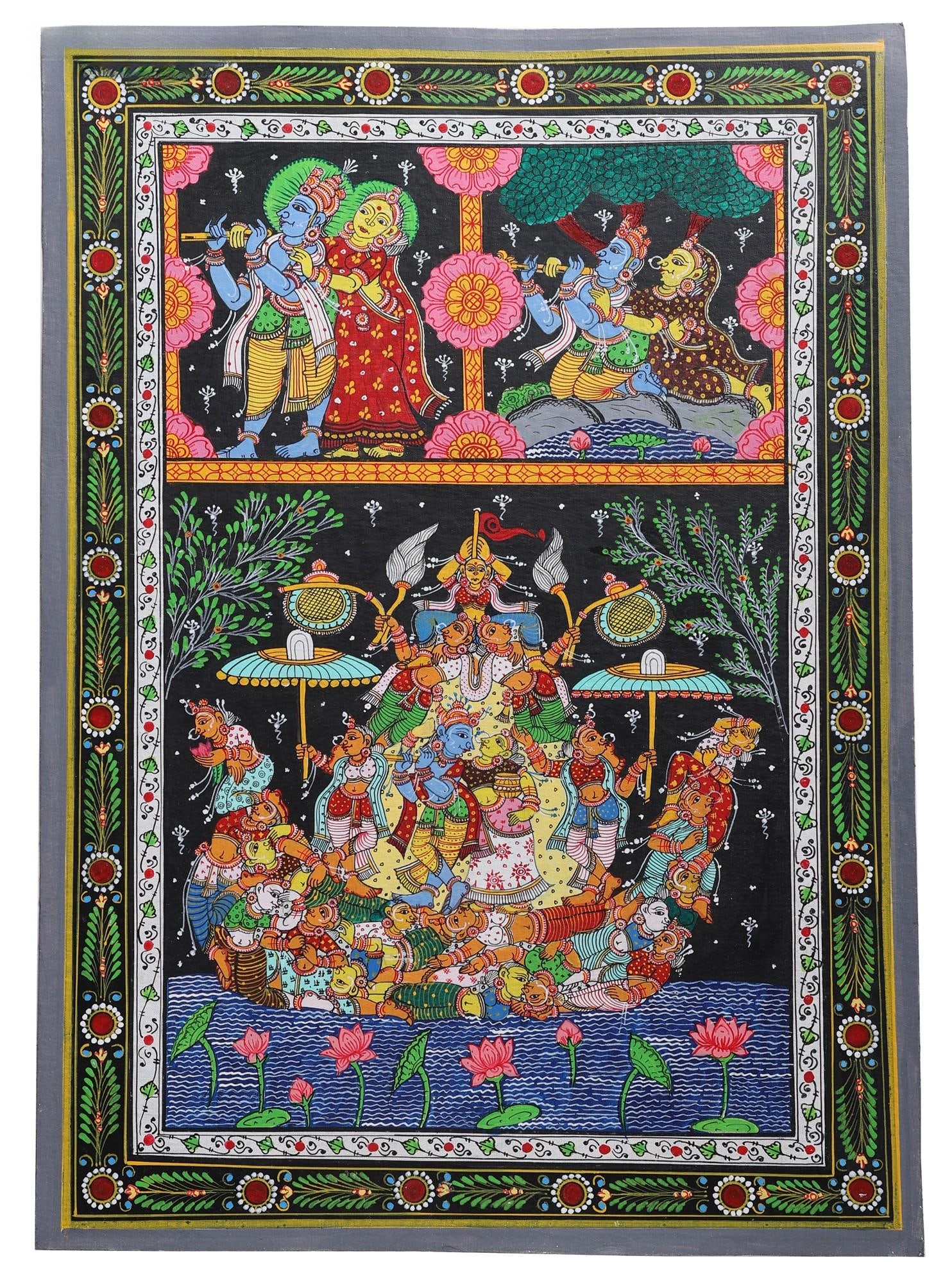The Romantic Aspect Of Krishnaleela: Title: The Romantic Aspect Of Krishnaleela Description: Folk Paintings Reserve: $98.00 Shipping: Domestic: Shipping rates are determined by destination International: Foreign shipping rates are determ