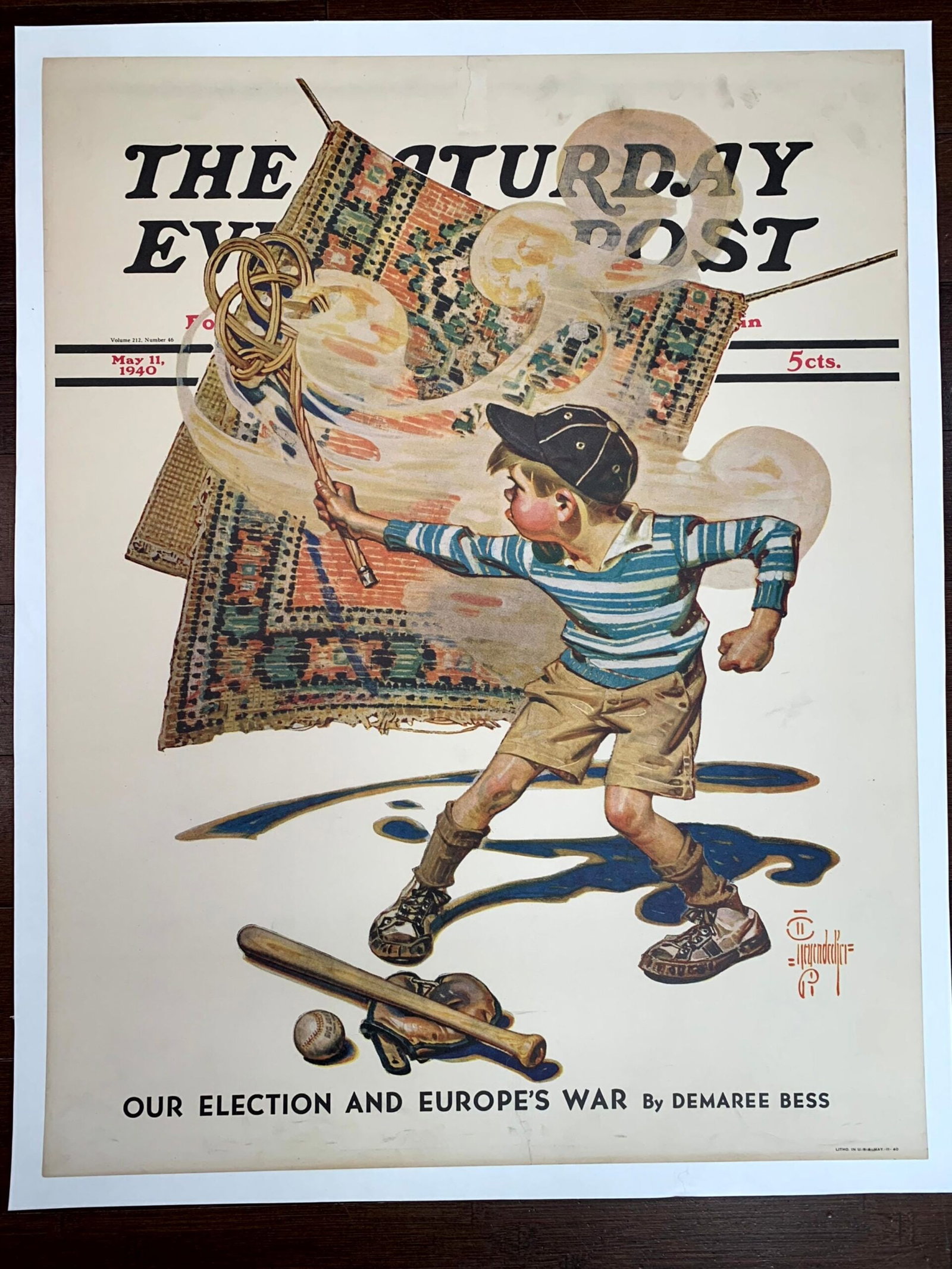 The Saturday Evening Post - Art Leyendecker (1940) 22"X28" Newstand Poster LB: Title: The Saturday Evening Post - Art Leyendecker (1940) 22"X28" Newstand Poster LB Description: The Saturday Evening Post - Art Leyendecker (1940) 22"X28" Newstand Poster LB Weight: 2 Reserve: $395.