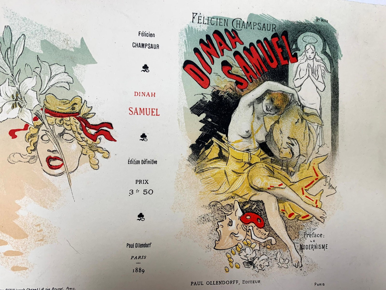 Dinah Samuel - Art by Cheret (1887) 8.75"X12.75" French Book Cover LB - 3