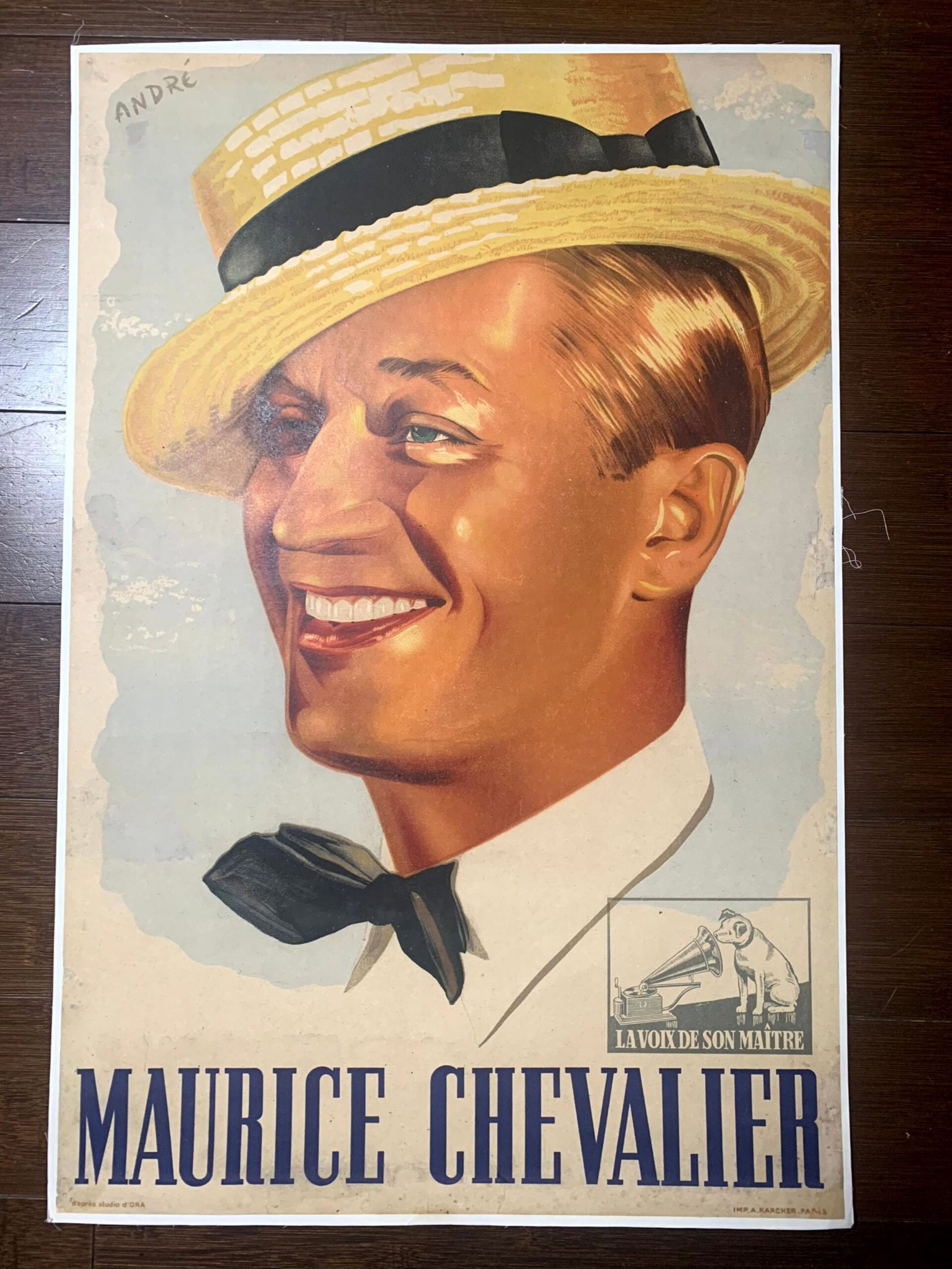 Maurice Chevalier - Art by Andre (1941) 15"x22.5" French Movie Star Poster LB (1 of 2)