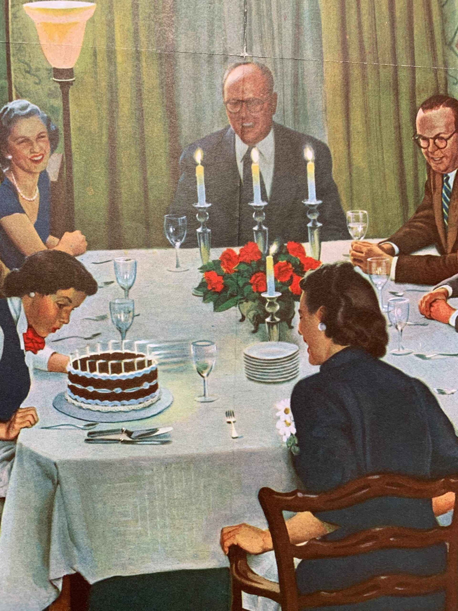 22x28 1952 Newstand Poster Saturday Evening Post - Art By John Falter family Birthday Party - 4