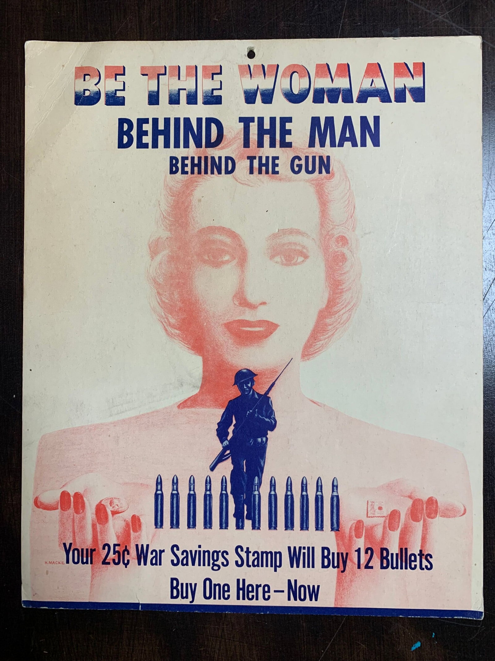 Be the Woman Behind the Man Behind the Gun (1942) 11 x 13.5 Rare WW2 Poster (1 of 4)