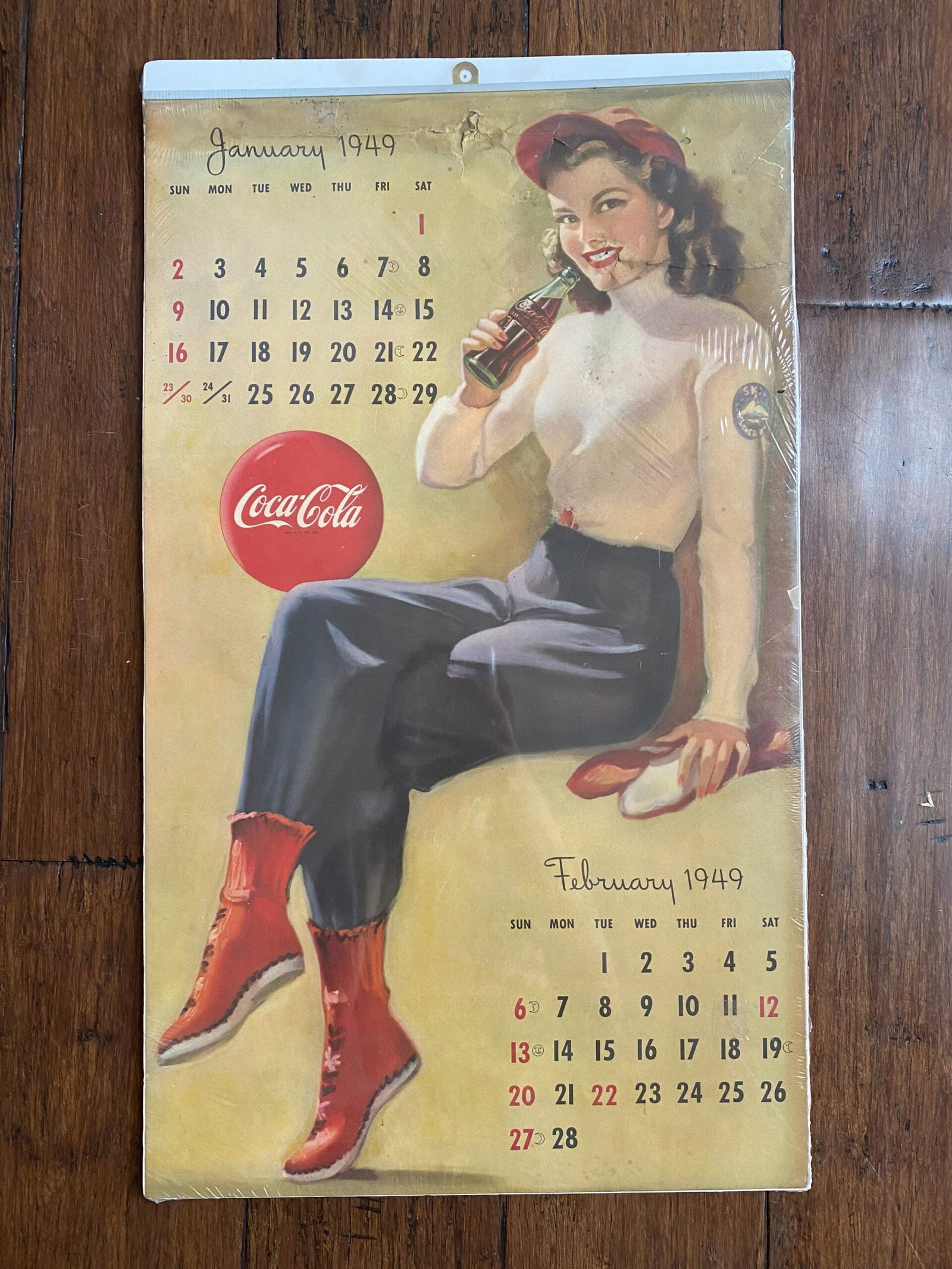 Coca-Cola Calendar - Art By Gil Elvgren (1949) 13x22 US Advertising Poster (1 of 6)