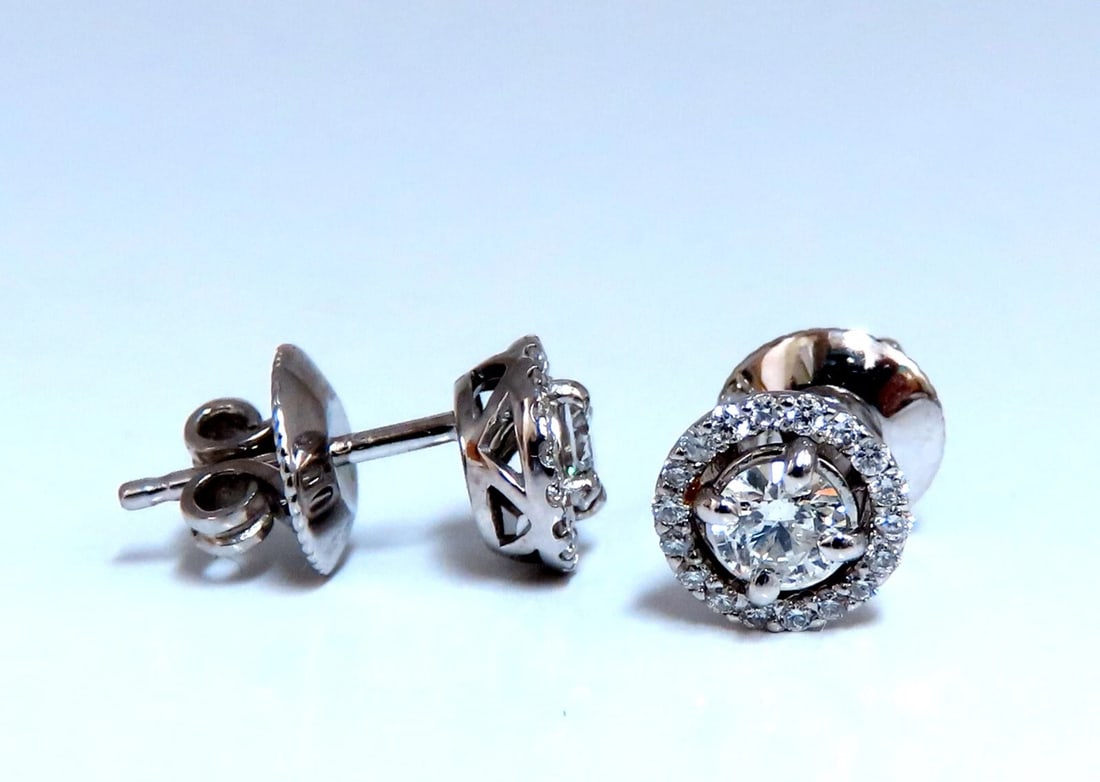 1.11ct. natural round diamond cluster earrings 14 karat** - 3