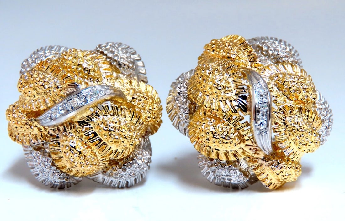 Fern Floral Puff Cluster Diamond Clip Earrings 14kt** - 4