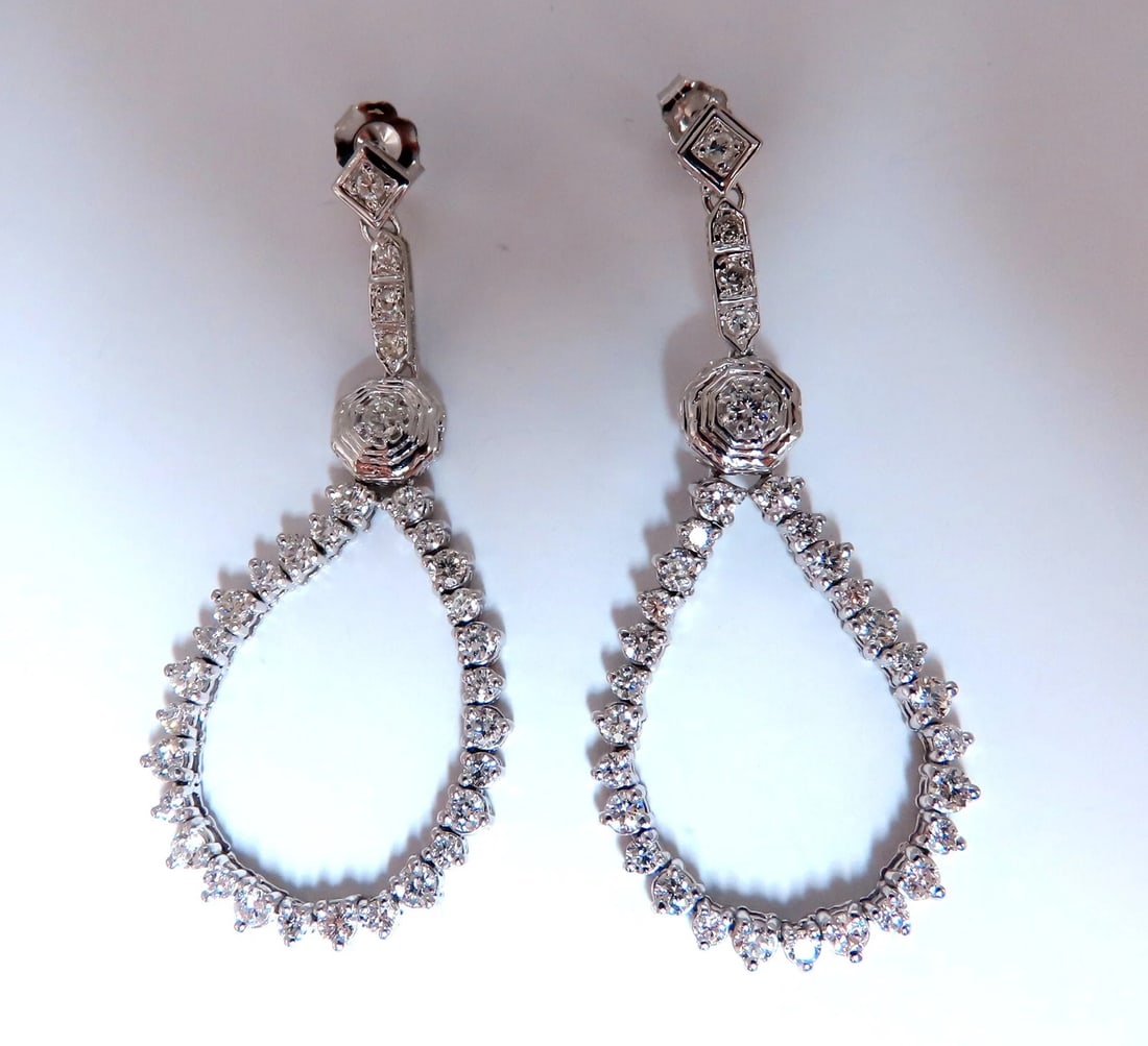 2ct. natural round diamonds Flexible Dangle Earrings 14kt Gold** - 4