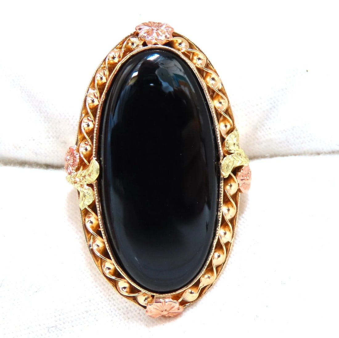Natural Black Onyx Vintage Ring 14kt Gothic Deco *v - 2