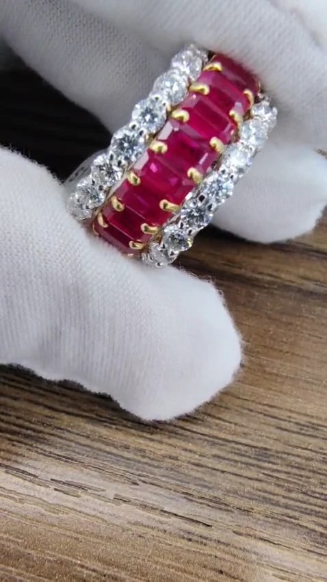 Stackable Ruby Diamonds eternity Rings 14kt Natural Vivid Red Stacking 11.36ct*v - 3
