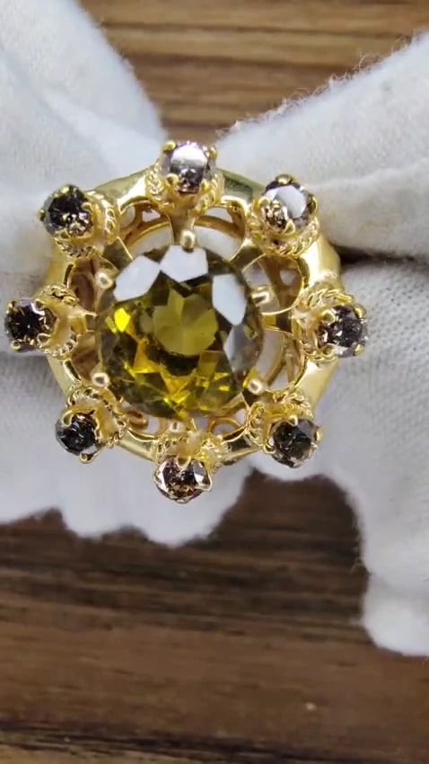GIA Certified 2.44CT Natural citrine Cluster Ring 14 Karat gold *v - 3