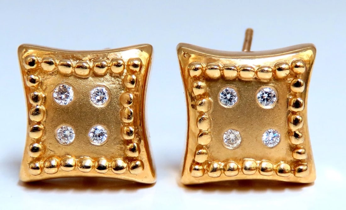 Diamond Dice Square Earrings .25ct 14kt Omega Clip** - 2