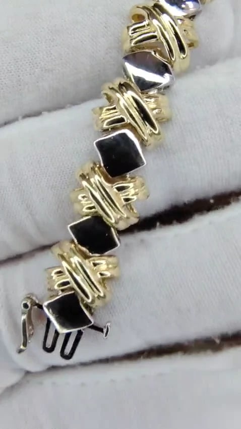.86ct Natural Diamonds Bracelet 14kt Gold X link *v - 3
