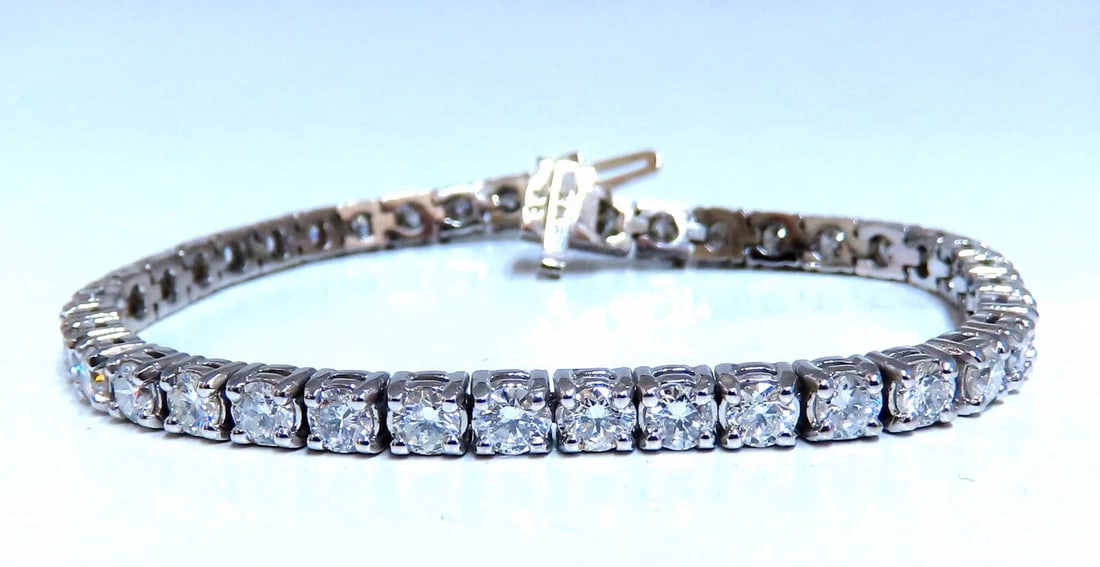 7.11ct natural round diamonds tennis bracelet classic 14 karat white gold *v - 4