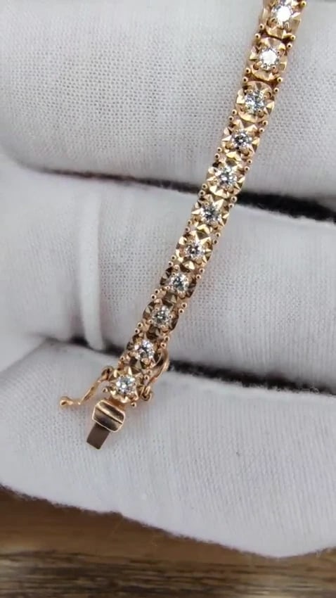 2ct. natural round diamonds tennis bracelet classic 14 karat rose gold *v - 3