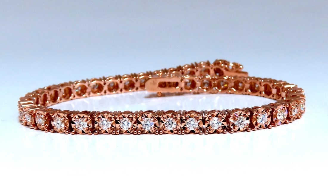 2ct. natural round diamonds tennis bracelet classic 14 karat rose gold *v - 4