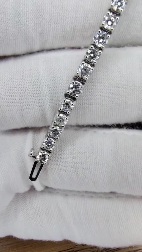 Tennis Bracelet 7.70ct Natural Round Diamonds 14kt gold *v - 3