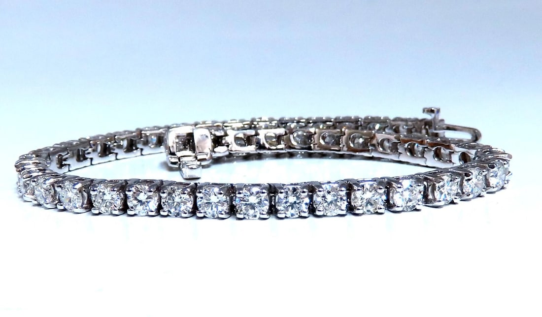Tennis Bracelet 7.70ct Natural Round Diamonds 14kt gold *v - 4