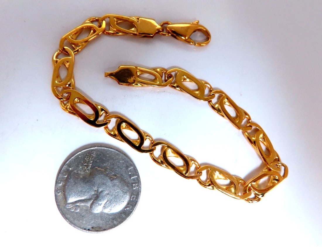 Modified Paper Clip Link Bracelet 14kt Gold 15.6 Grams** - 3