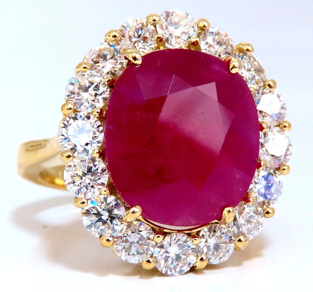 GIA certified 11.90ct natural ruby diamond ring 18kt classic halo heated *v - 4