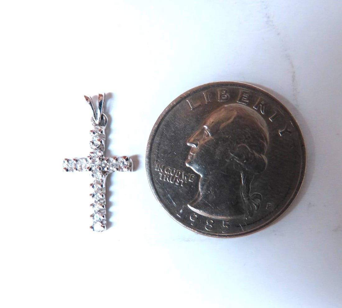.36ct Natural Diamonds Petite Cross Pendant 14kt ** - 3