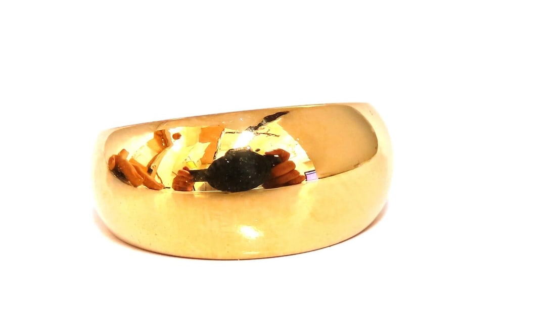 9mm Wide Classic 14kt Gold Band Semi Domed High Shine *v: Title: 9mm Wide Classic 14kt Gold Band Semi Domed High Shine *v Description: High Shine, Classic Semi Dome Band Gold, plain & simple. 9mm Wide Gold Band. Size 6 5.4 Grams. / 14Kt yellow gold Depth: