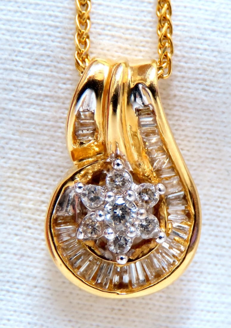 .55 carat natural diamonds baguette cluster pendant and chain 14 karat 24 inch** - 4