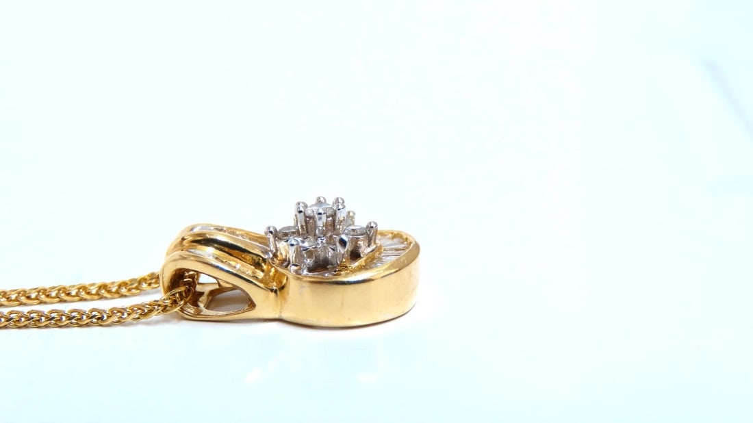 .55 carat natural diamonds baguette cluster pendant and chain 14 karat 24 inch** - 5