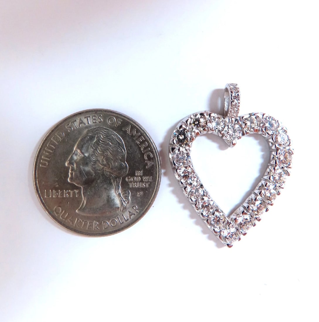 2.72ct natural diamonds open heart necklace 14kt g/vs** - 3