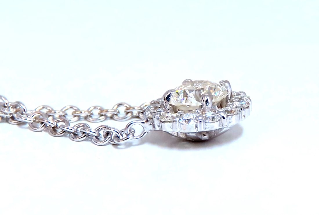 1.09ct natural diamonds halo cluster necklace 14kt** - 5