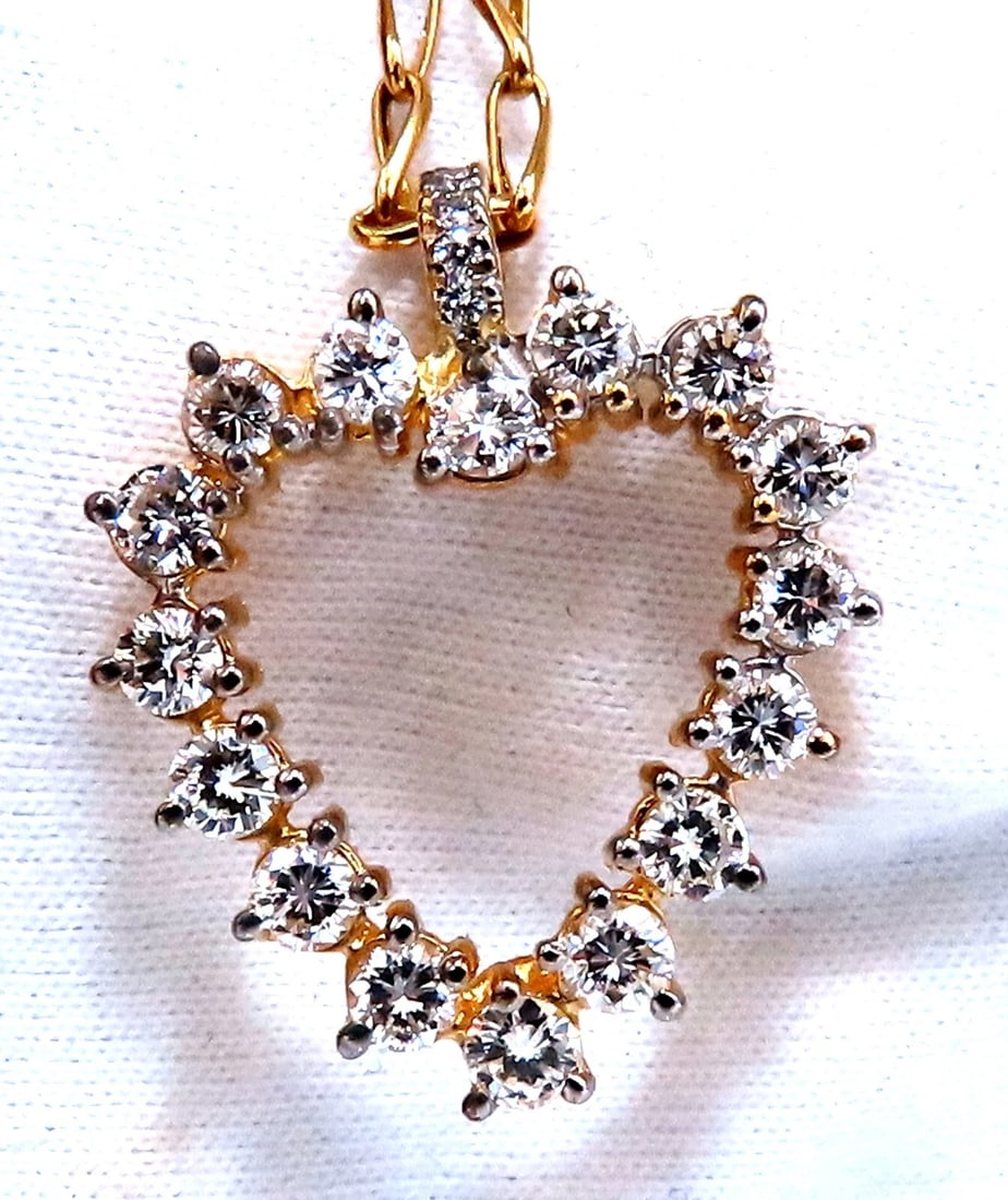 2.40ct natural diamonds open heart necklace 14kt g/vs** - 6