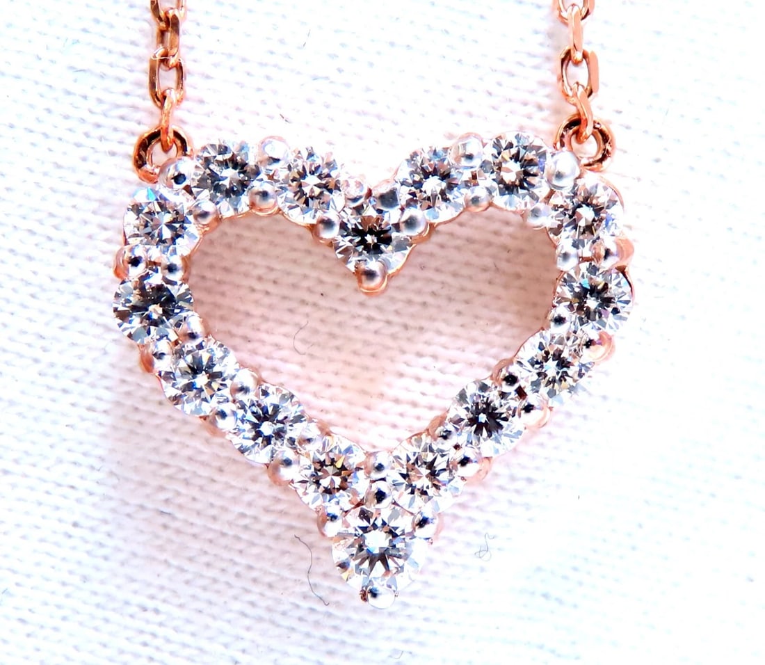 .74ct natural diamonds open heart necklace 14kt g/vs** - 2